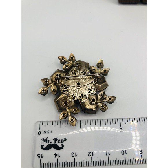 Purple Glass Brooch~ Pink Rhinestone ~AB Glass Bead - Picture 4 of 5